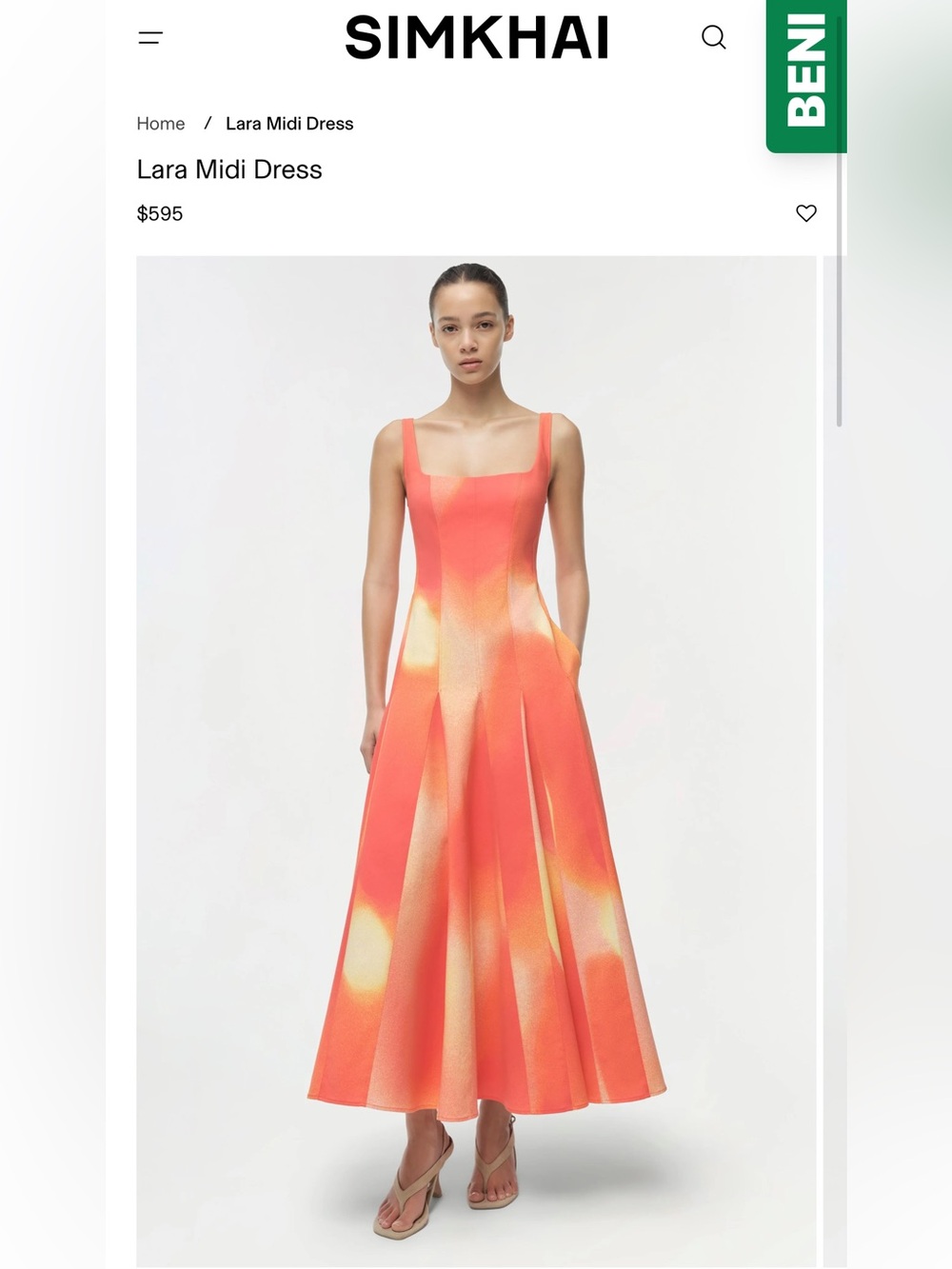 NWT SIMKHAI Lara Midi Dress in Golden Hour Sunset